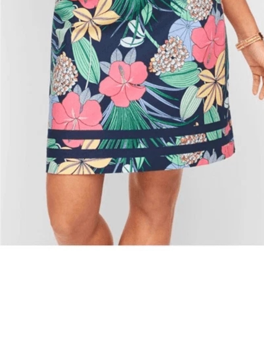 Talbots Navy Mini Skirt with Pink and Yellow Floral Print